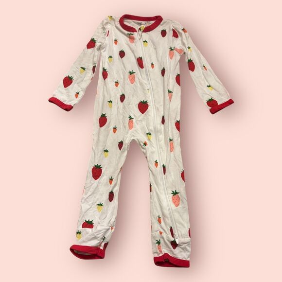 Hanna Andersson Other - Kyte Baby Pajama Full Zip 12-18 Month One Piece Multicolor Strawberry Bamboo